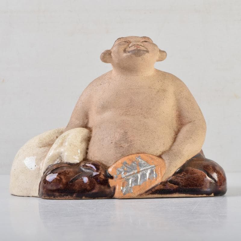 京焼 清水焼 清水六兵衛作 布袋像 置物 共箱 C 9099