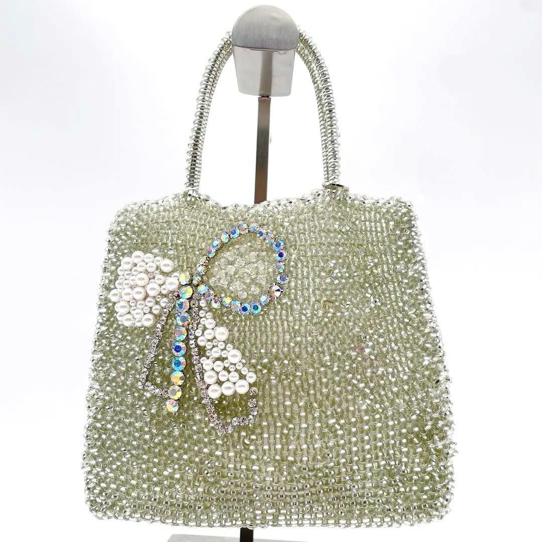 極美品✨【アンテプリマ】2wayワイヤーバッグ シルバーリボン ビジュー 保存袋