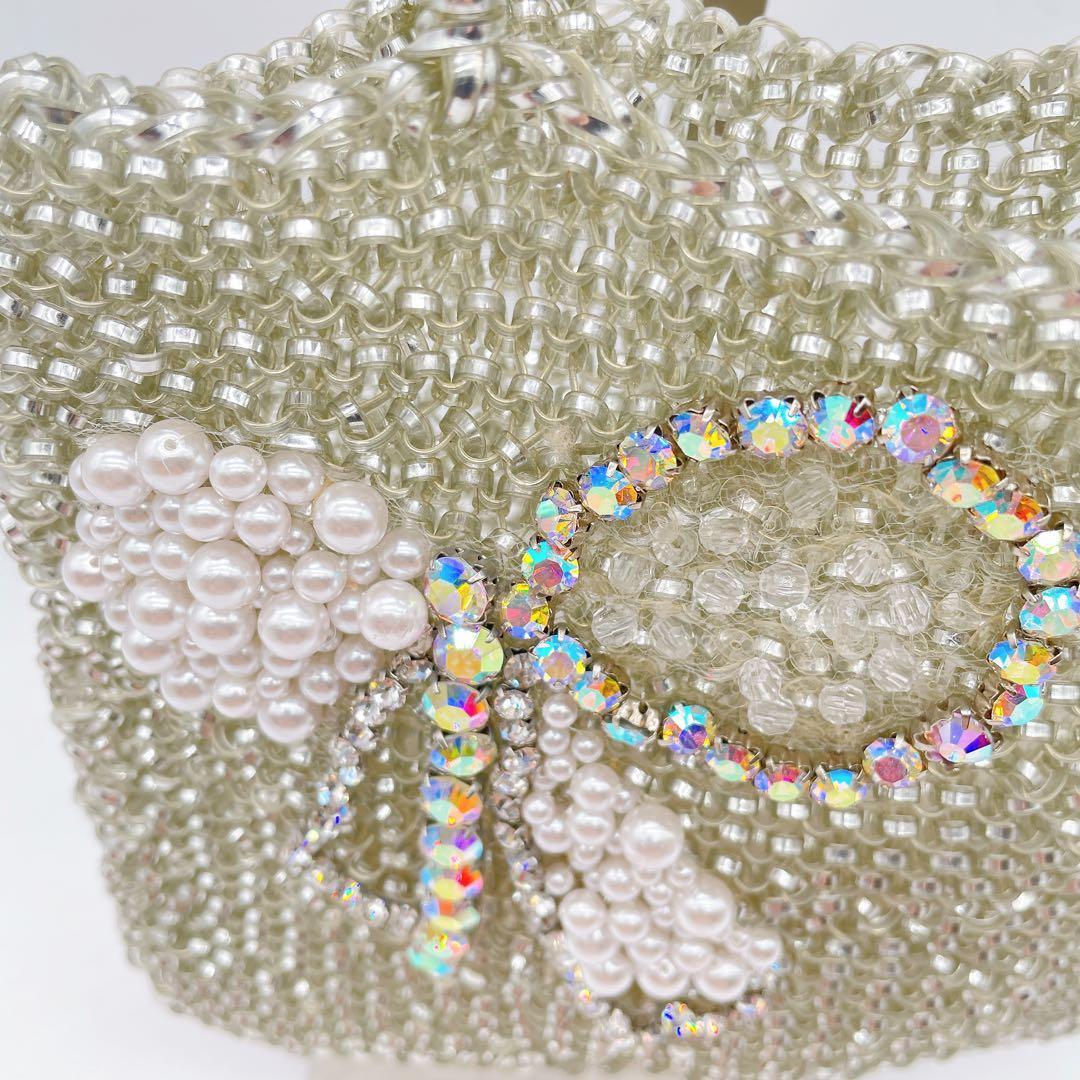 極美品✨【アンテプリマ】2wayワイヤーバッグ シルバーリボン ビジュー 保存袋