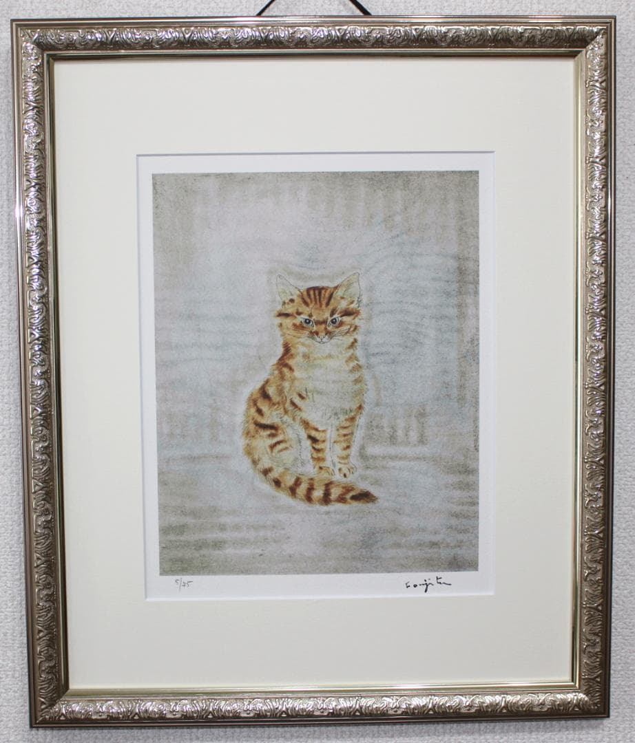 藤田嗣治 エスタンプリトグラフ 茶色い猫 5/75 - メルカリ