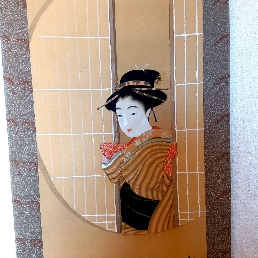円窓美人絵 掛け軸