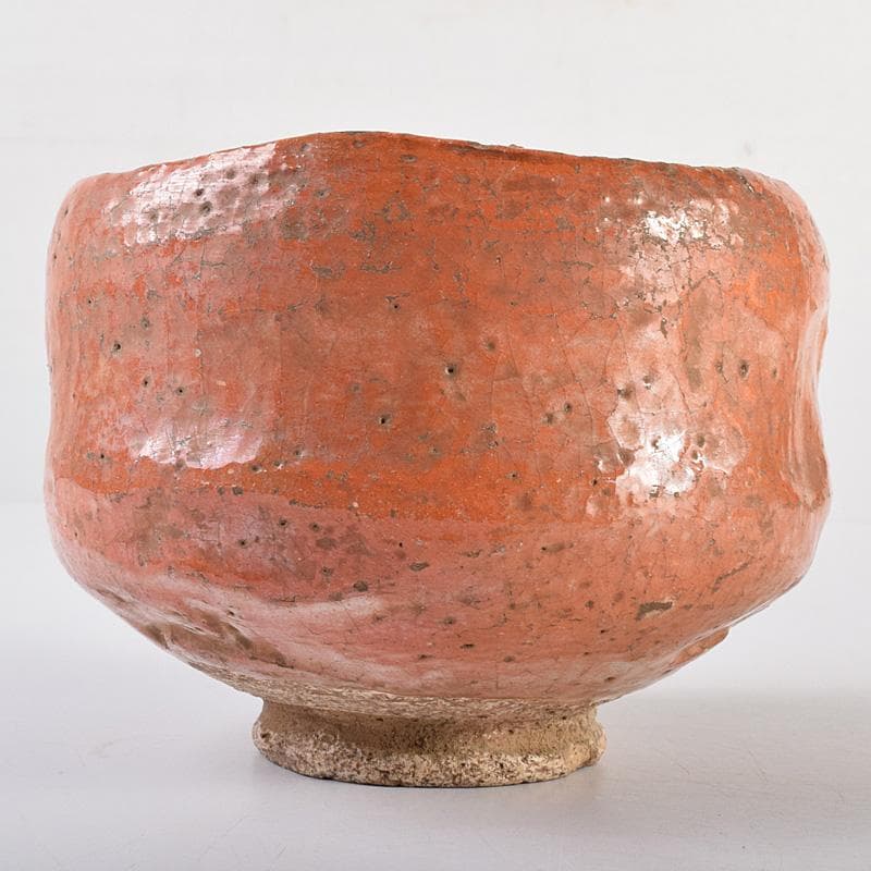 茶道具 楽吉左衛門 左入作 赤楽茶碗 九代 大樋長左衛門極め箱 V R7631