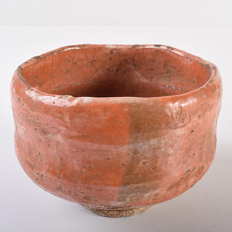 茶道具 楽吉左衛門 左入作 赤楽茶碗 九代 大樋長左衛門極め箱 V R7631