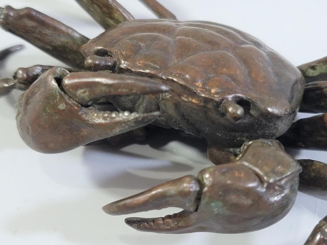 古銅 蟹 自在 盆石飾り 在銘 置物 DT613