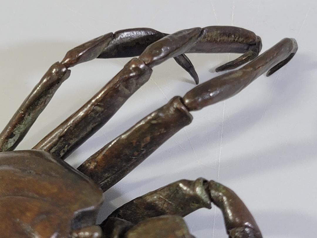 古銅 蟹 自在 盆石飾り 在銘 置物 DT613