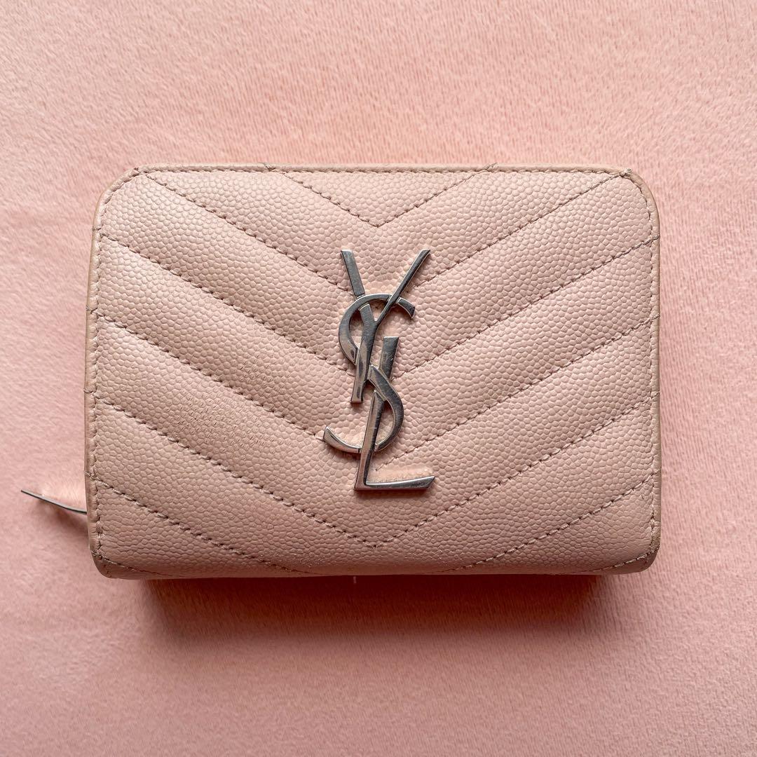 YSL ピンクベージュ キルティング 二つ折り財布 サンローランの通販は