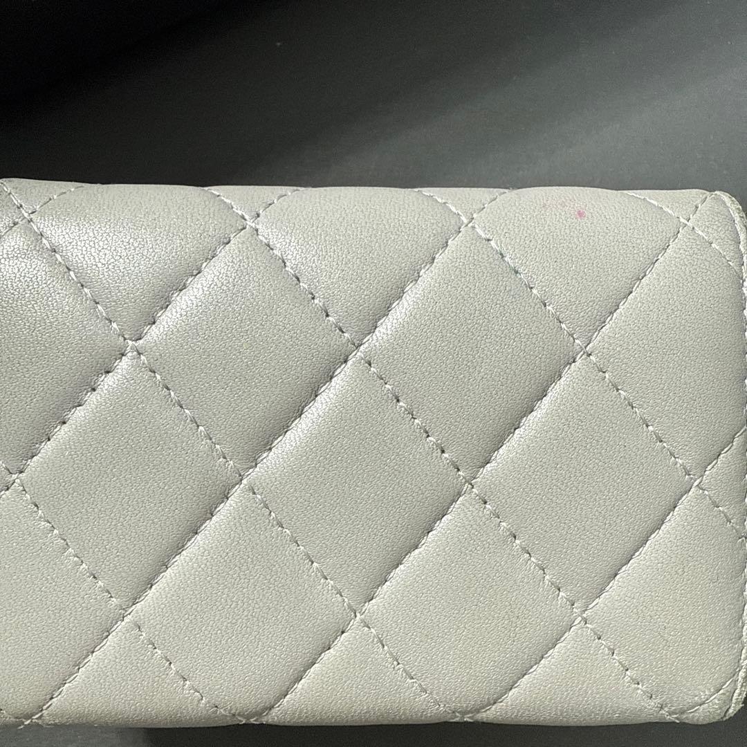 シャネル　CHANEL コンパクト　財布　三つ折り　グレー