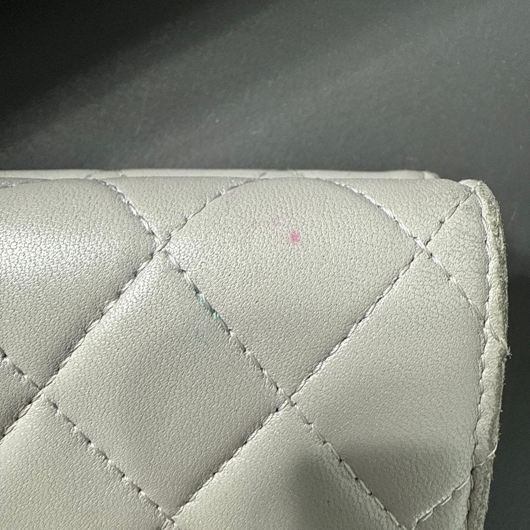 シャネル　CHANEL コンパクト　財布　三つ折り　グレー