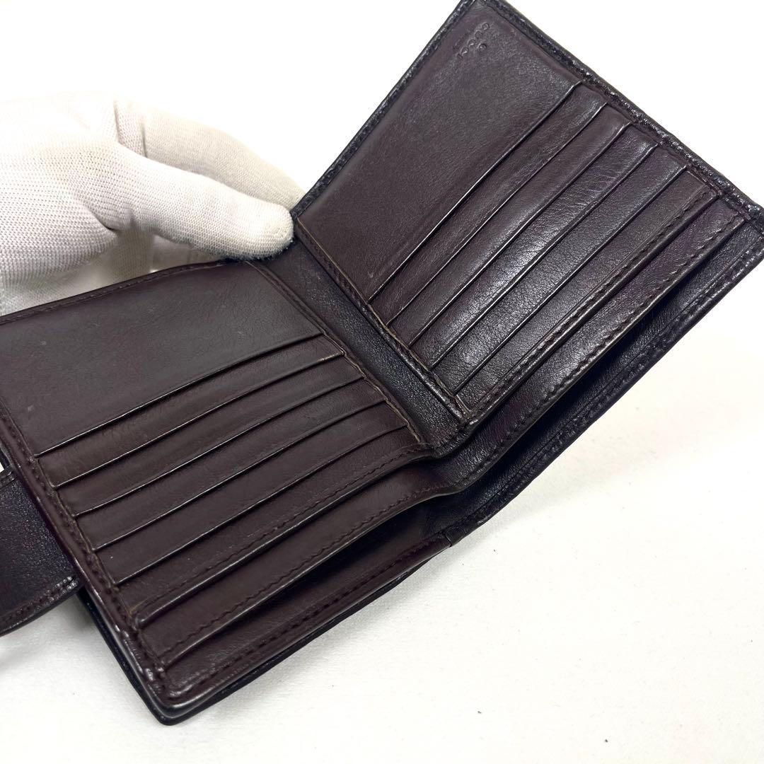 グッチ 二つ折り財布 アビー シマレザー ラウンドファスナー ロゴ エンボス