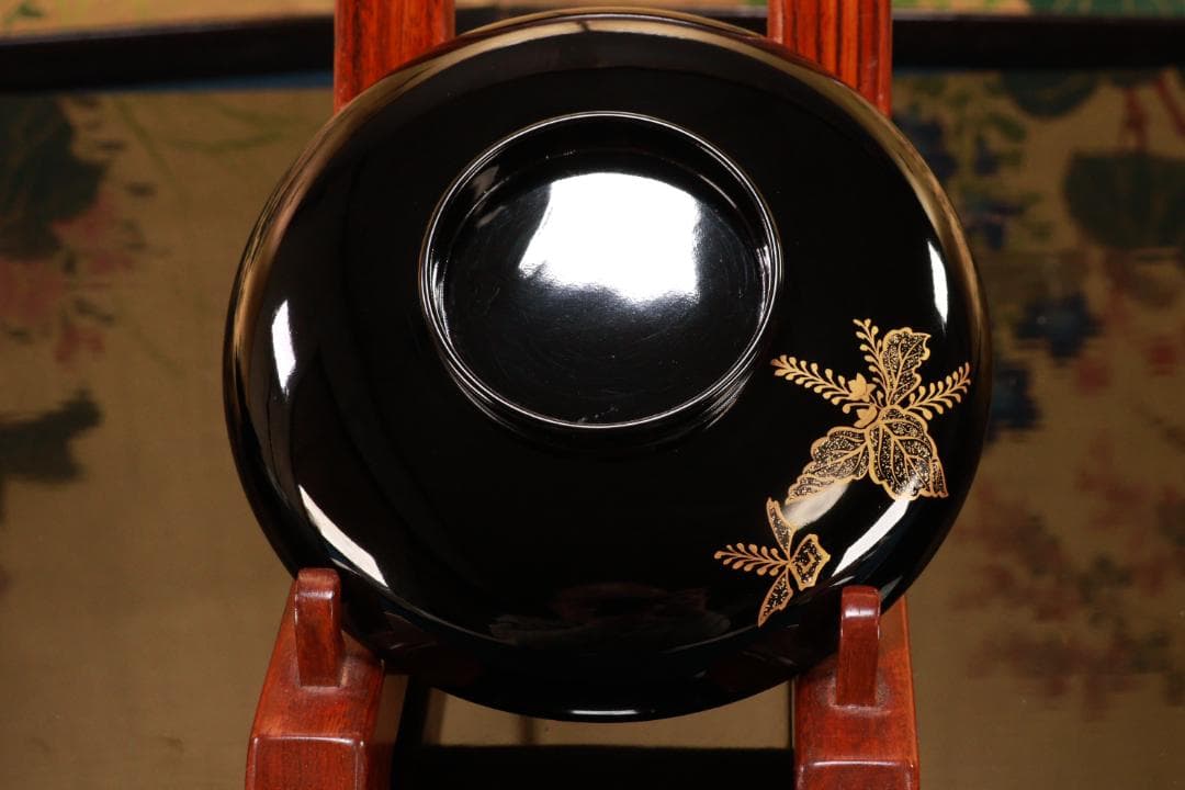 BJ120 時代輪島塗 四君子図蒔絵 吸物椀 五客 木製 茶道具 懐石 会席