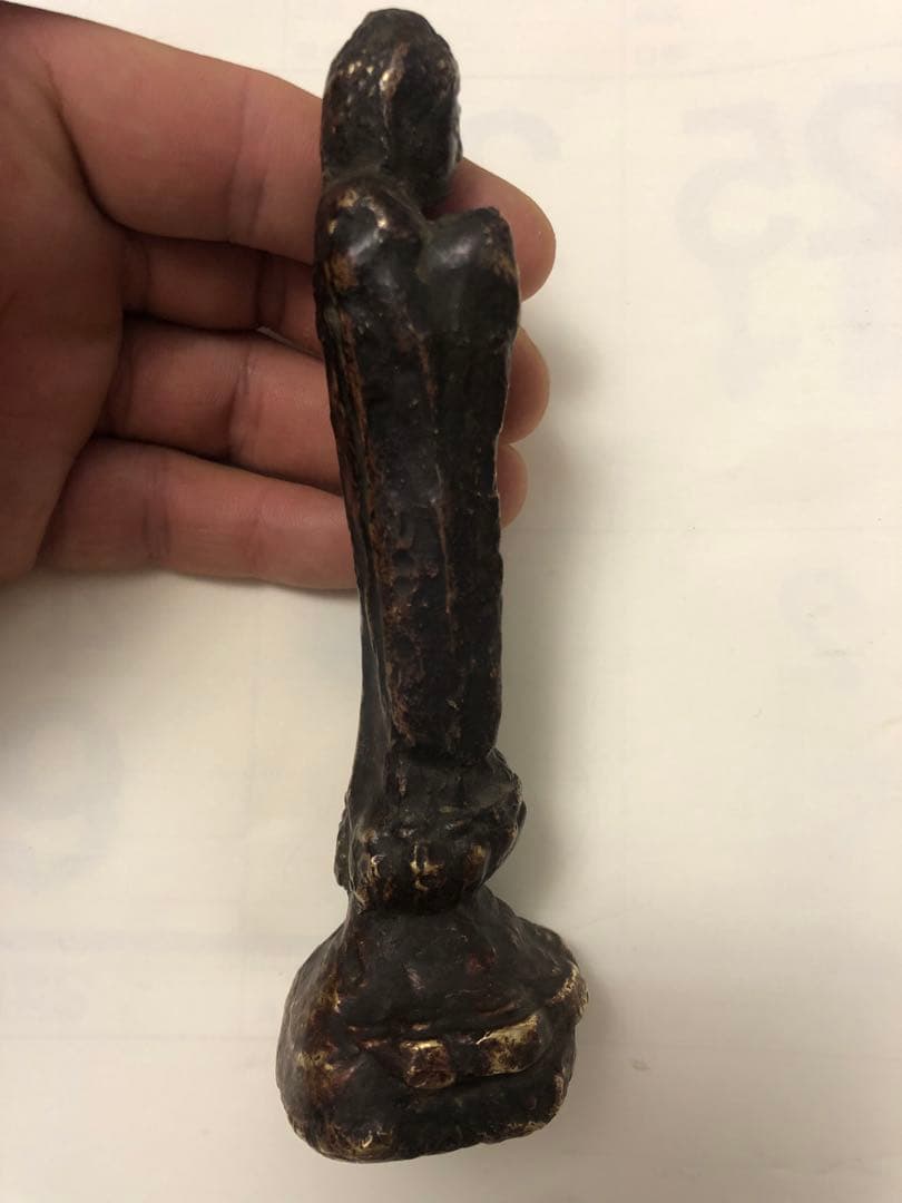 古董，阿弥陀如来像，中国清時代，古铜製，旧家藏出。