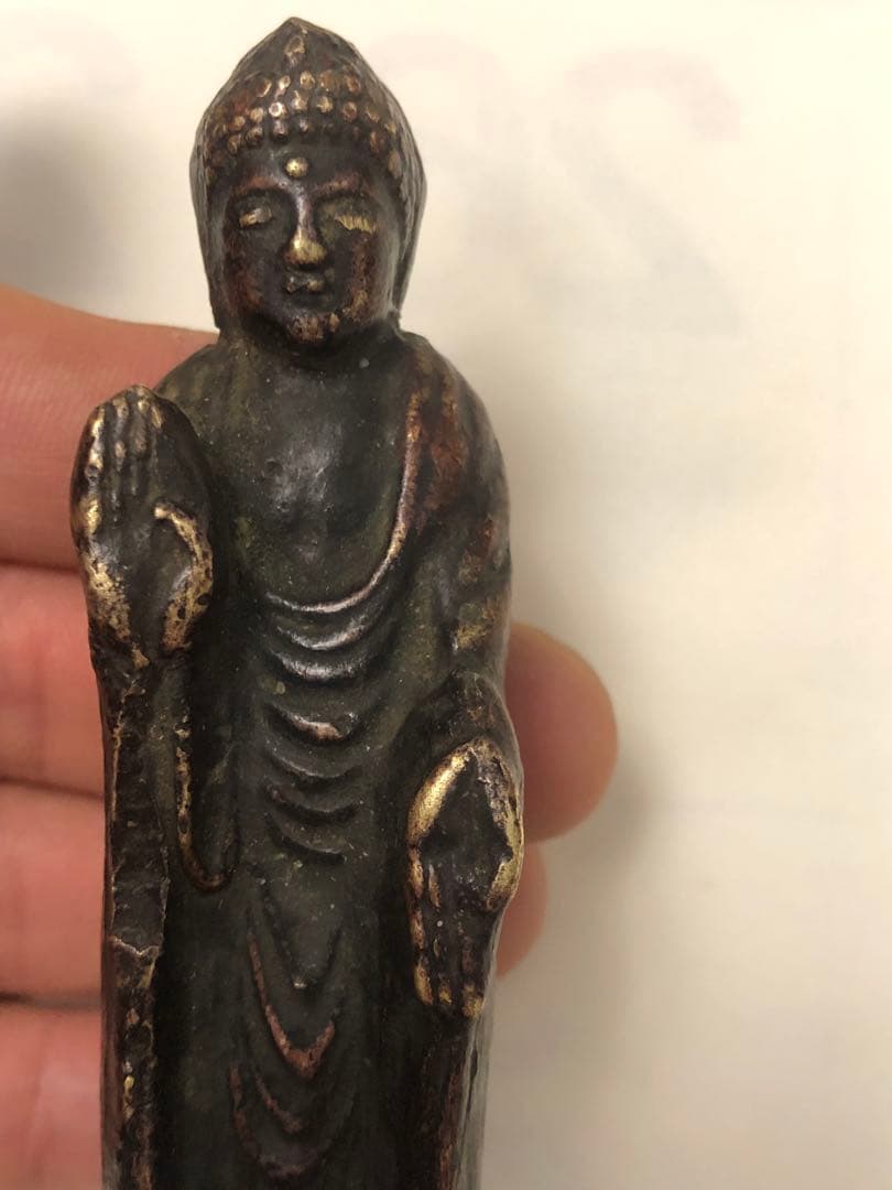 古董，阿弥陀如来像，中国清時代，古铜製，旧家藏出。