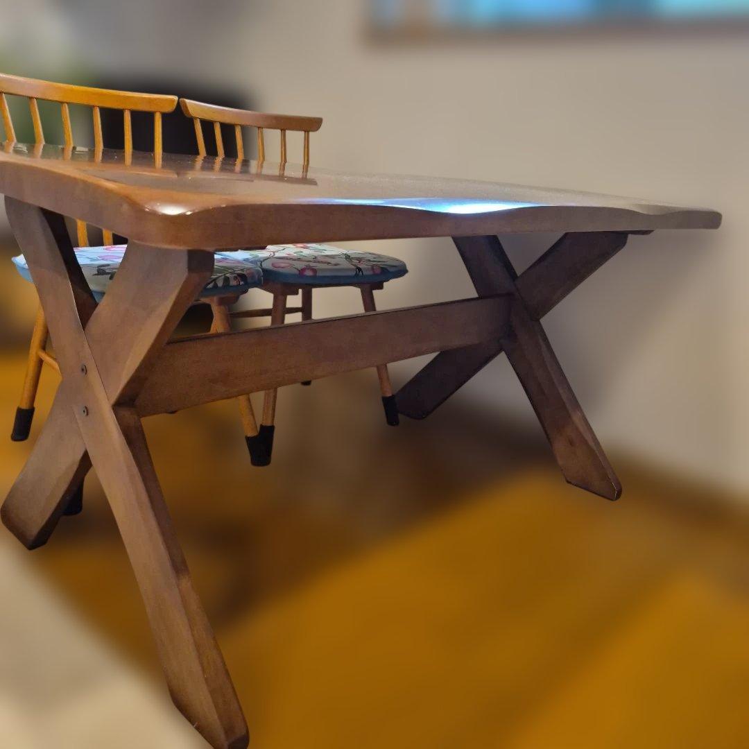 1/15まで　天然木　ダイニングテーブル X型脚135×80送料込み