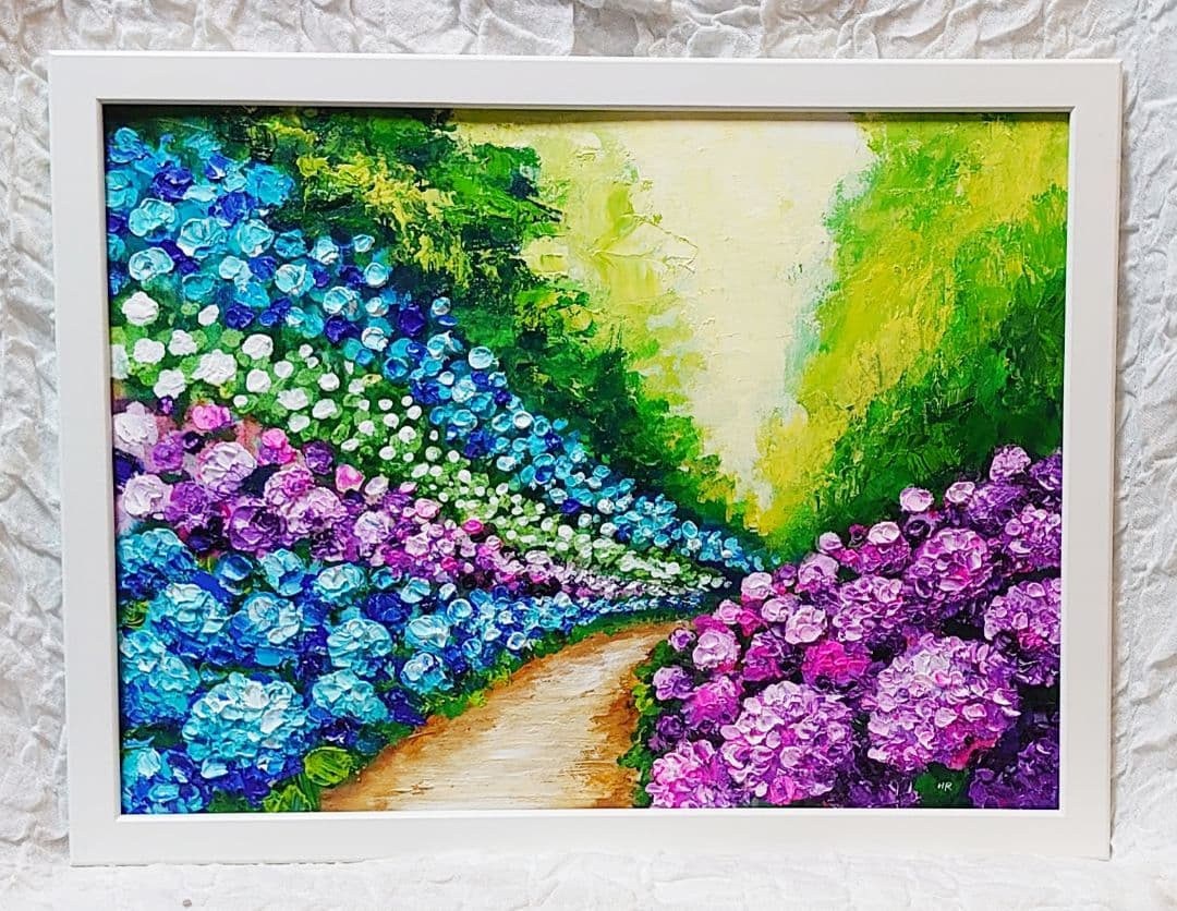 油絵 絵画【あじさいの道】 油絵 絵画【あじさいの道】 絵画 HR 通販 14467765｜Creema(クリーマ)