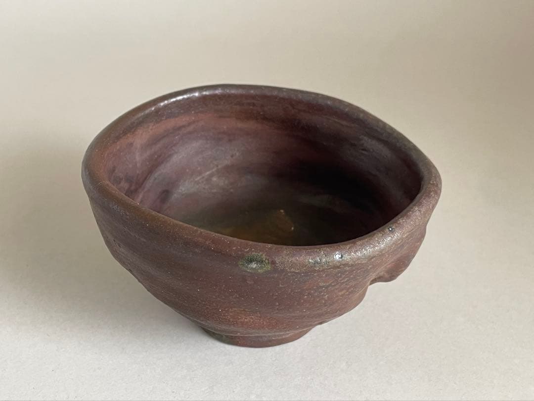 島武己(武巳) 茶碗 お碗 箱付き やちむん 焼締め 茶道具　検索:國吉清尚