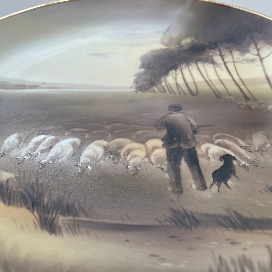 羊飼いと羊の群れ・A.モーヴ・1911年・米国輸出・25cm