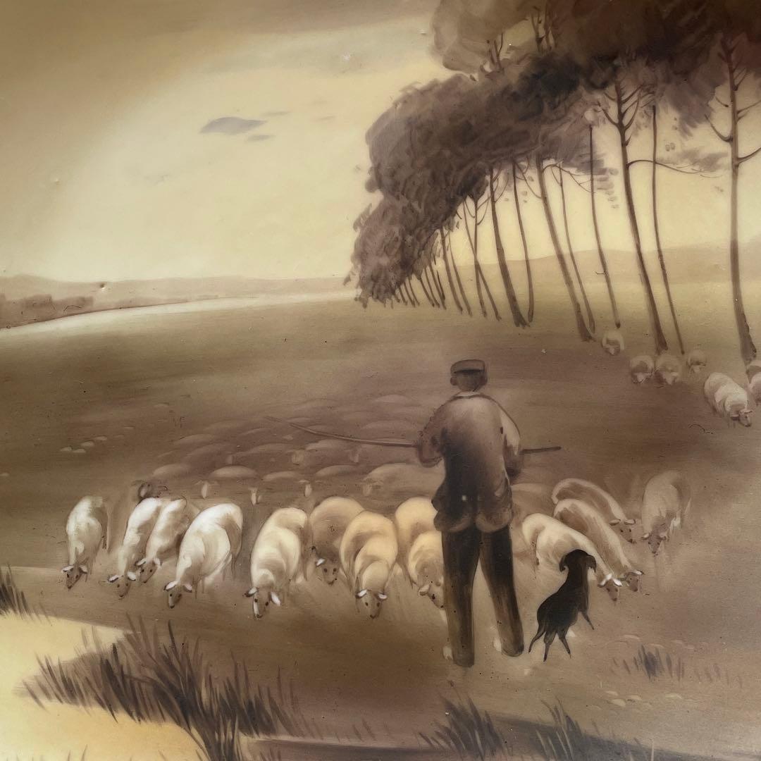 羊飼いと羊の群れ・A.モーヴ・1911年・米国輸出・25cm