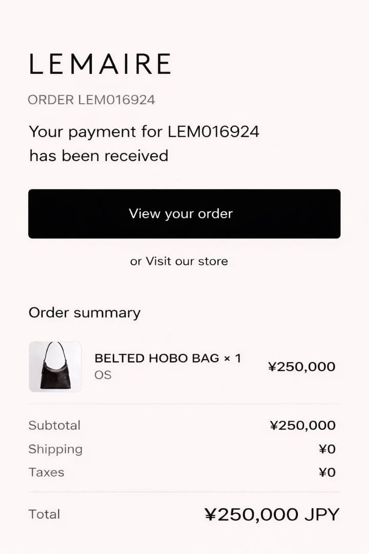 バッグ LEMAIRE BELTED HOBO BAG