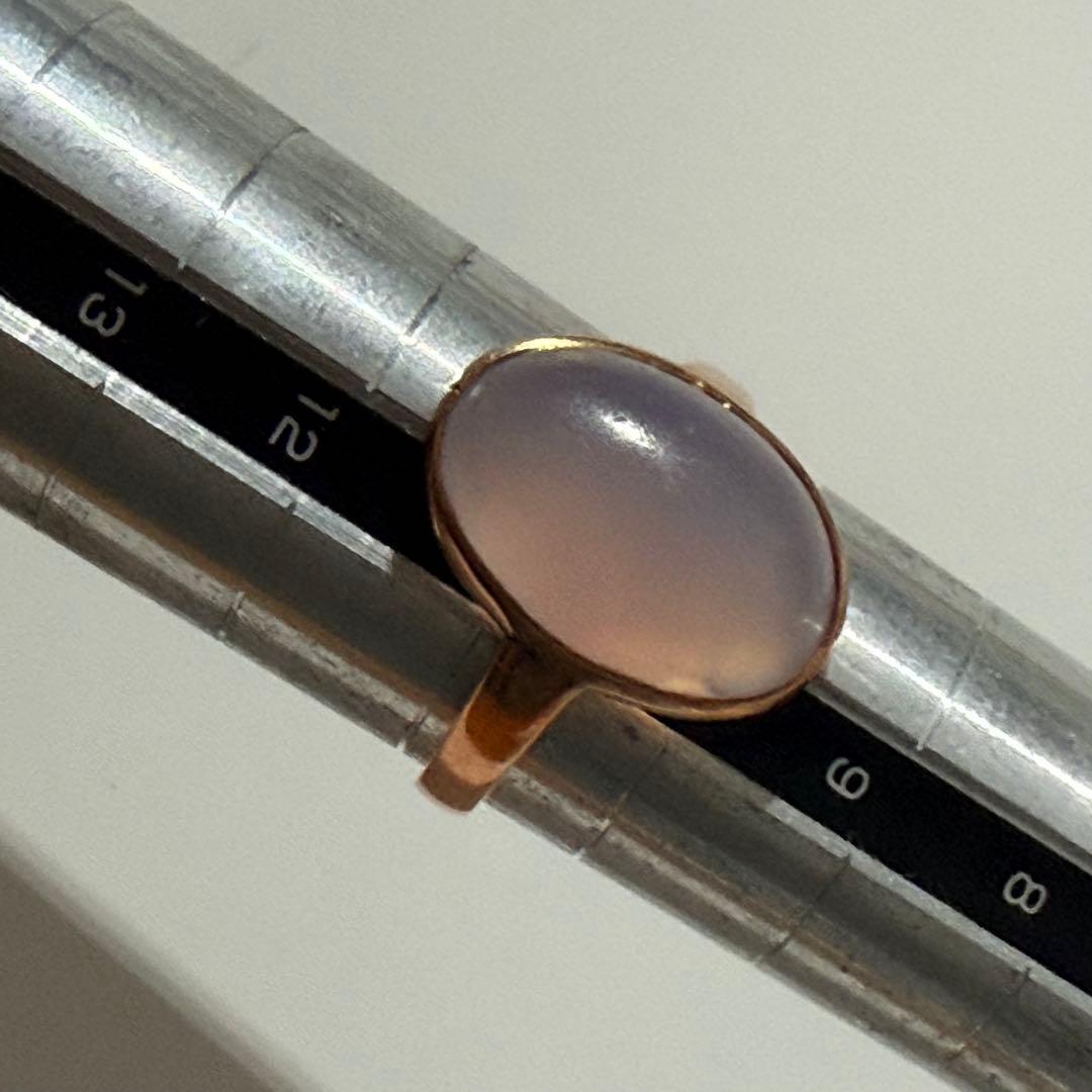 K9 薄紫色　カルセドニー　オーバルストーン　リング