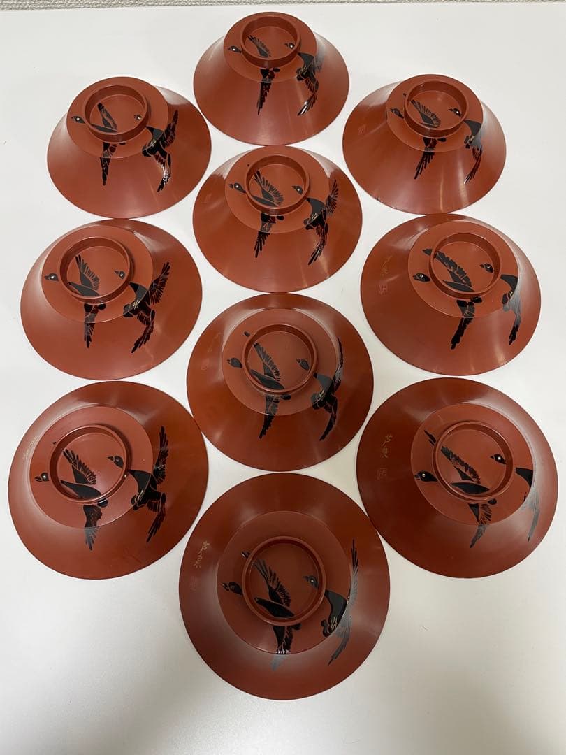 漆器 懐石道具 芦泉謹製 木製溜塗 雑煮椀 吸物椀 10客揃 内