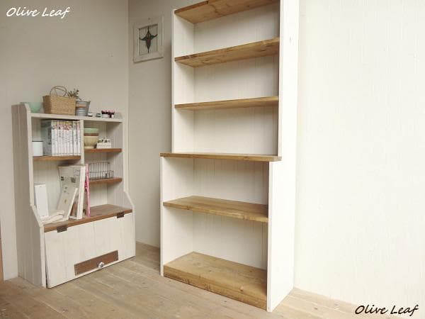 サイズ、デザインオーダー可！6段カップボードW64シャビーホワイト