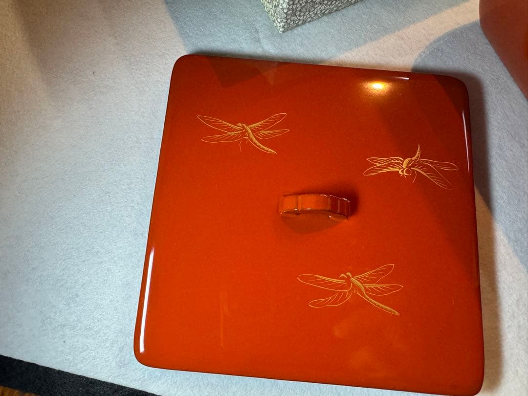 母のお茶道具 輪島塗 盆付き蓋付菓子箱　盆サイズ220mm