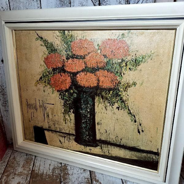 ヴィンテージ 人気作家 ベルナール・ビュッフェ 複製画 「赤い花」 F12