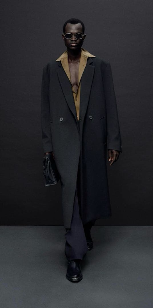 定価3.2万円】 ZARA ダブルブレスト チェスターコート ブラック S-M