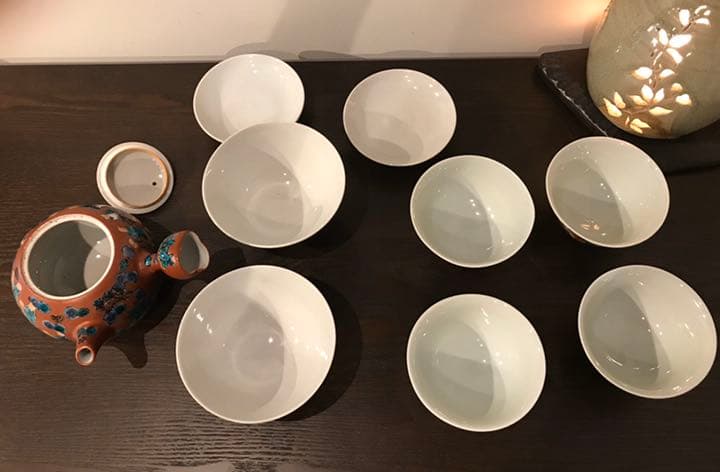 骨董品】九谷焼 木米 急須1個・蓋付茶碗2個・湯呑茶碗4