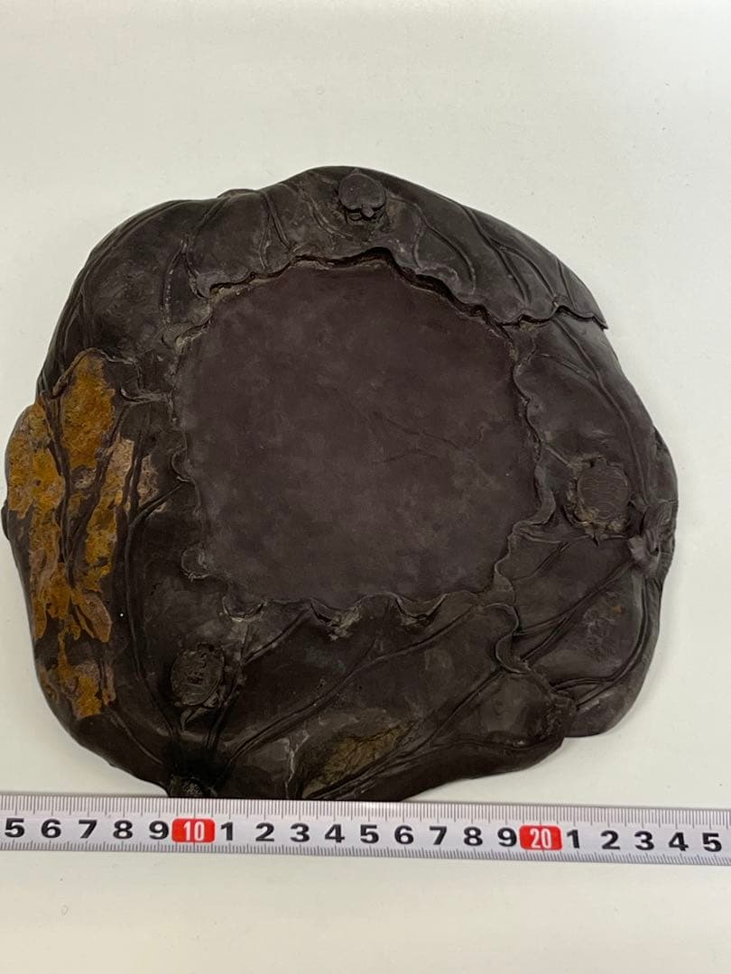 文房具 両面用　清時代蓮の花型硯 書　時代物 重さ：2664g /西X4-4