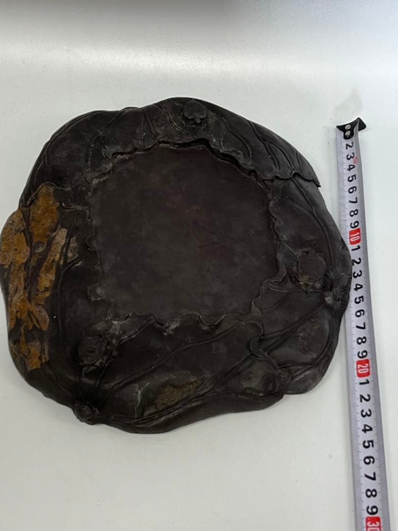 文房具 両面用　清時代蓮の花型硯 書　時代物 重さ：2664g /西X4-4