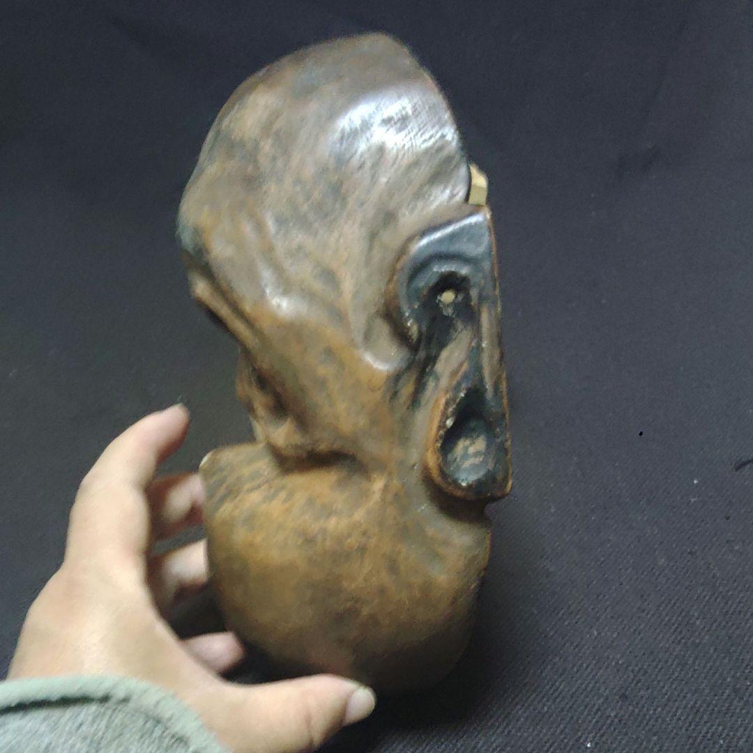 ひょっとこ お面 神楽面 能面 木彫 骨董 ア31