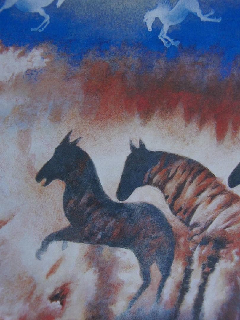 工藤甲人、【馬の霊を弔う新田火祭】、希少な額装用画集より