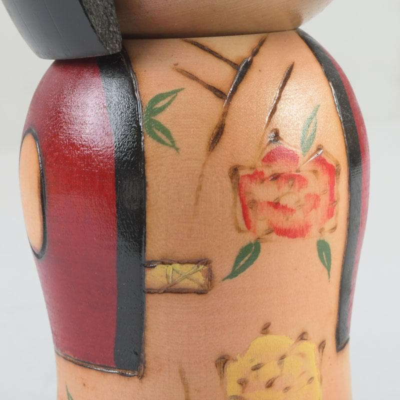 伝統工芸 創作こけし 内閣総理大臣賞受賞 岸貞男作 野ばら 共箱 V