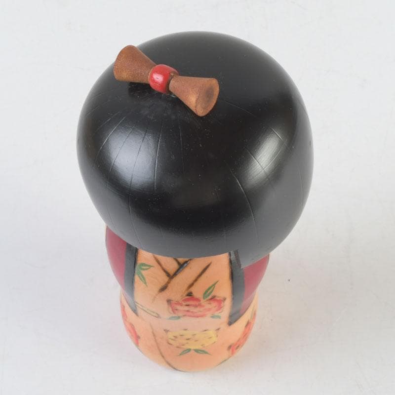 伝統工芸 創作こけし 内閣総理大臣賞受賞 岸貞男作 野ばら 共箱 V 9813