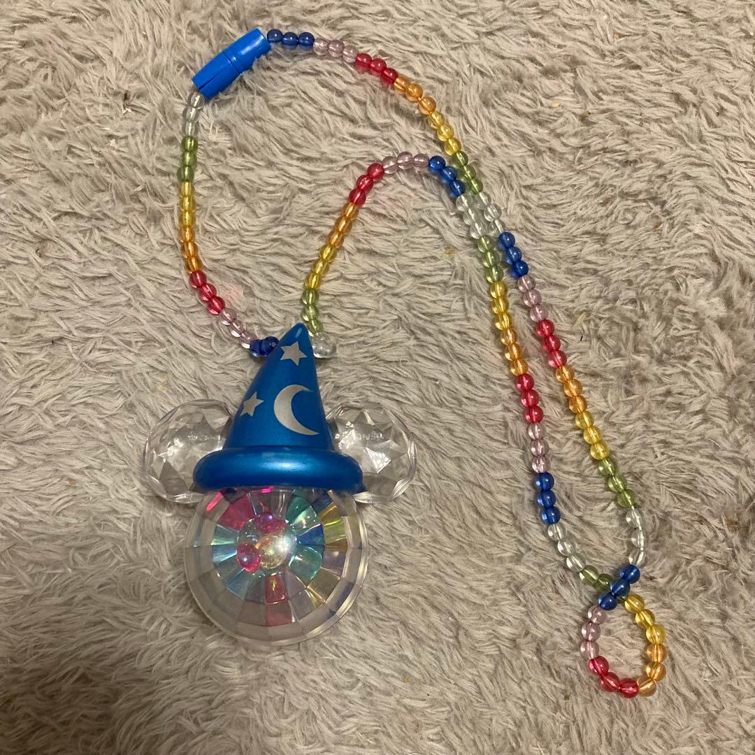 ディズニー 光る ペンダント ネックレス魔法使い ミッキー ビーズ