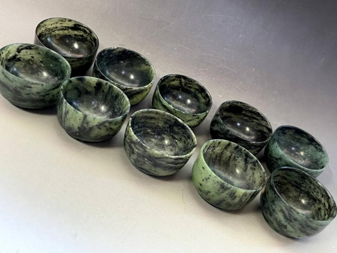 猪口□緑石彫り 酒盃 酒泉 唐物 漆册中国 酒器 ぐい呑み