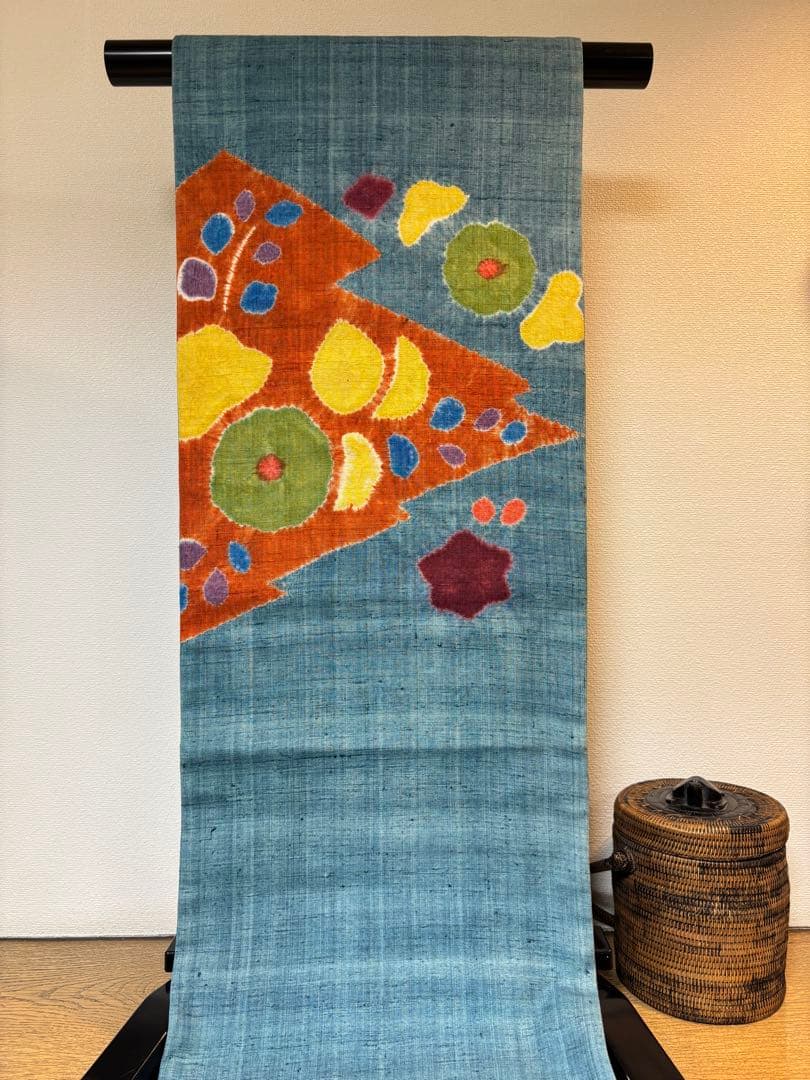 名古屋帯 九寸名古屋帯 染め帯 絞り 紬 カジュアル着物 正絹 o1568