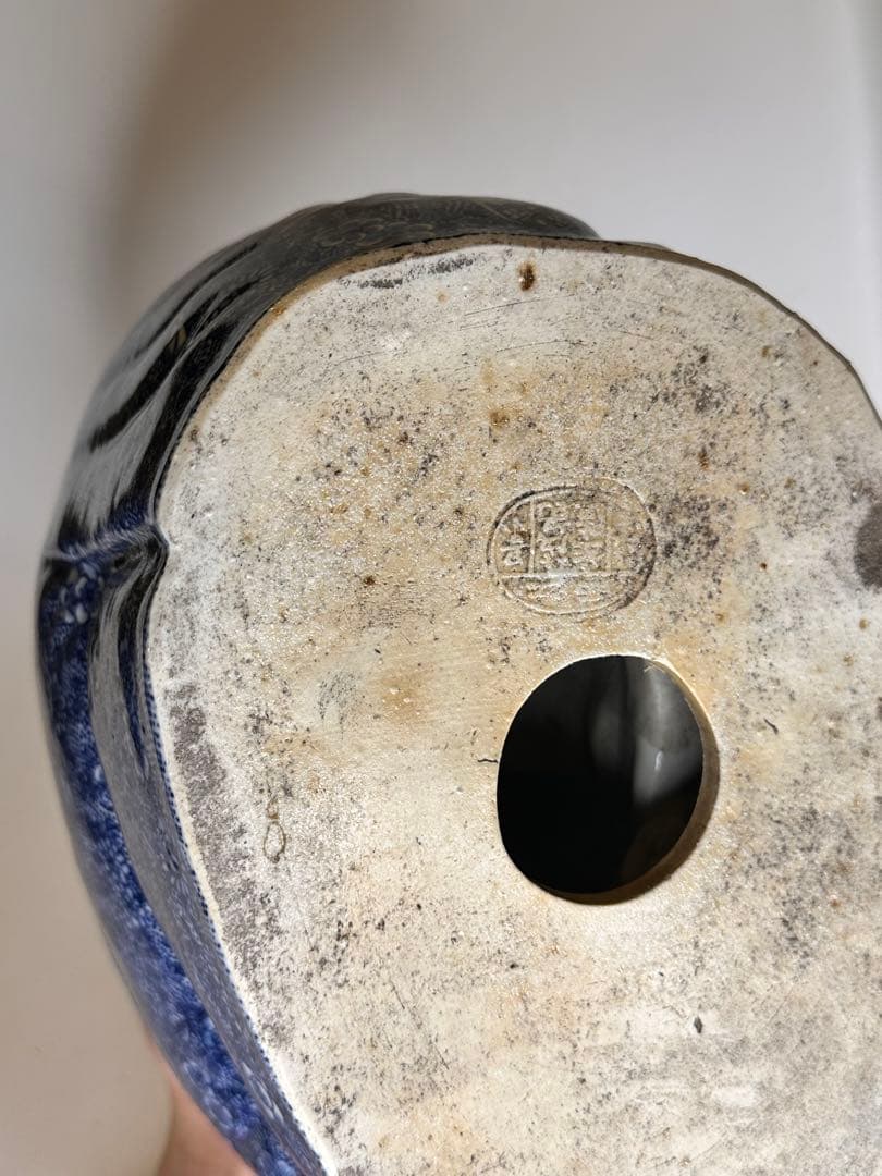 茂記生造 銘あり（底款） 青花染付 陶製仏像 置物／観賞用 時代物