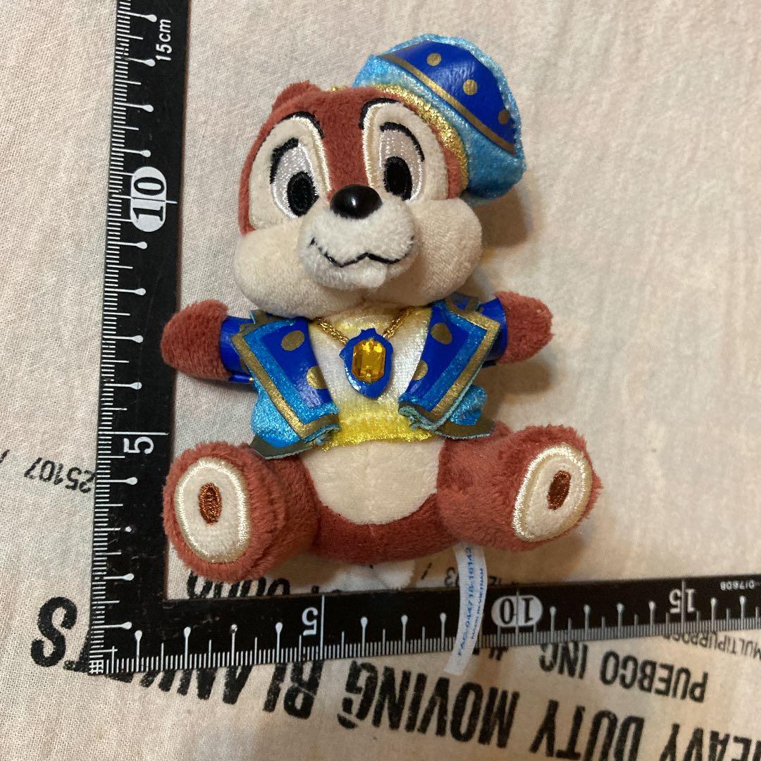 ぬいぐるみバッジ　チップ　東京ディズニーリゾート　シー　金色チェーン　青衣装