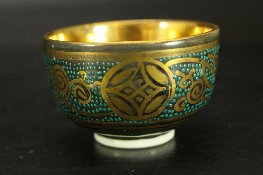 煎茶 酒器 九谷 寄せ盃 五客 時代物(A969)