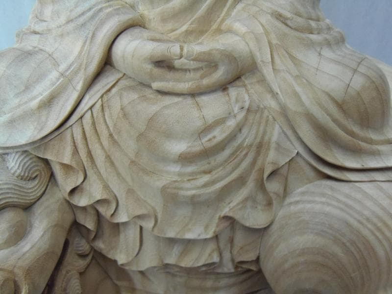 Bフライデー良いお顔 学業成就☆楠材 僧形文殊菩薩坐像 高さ：約54cm