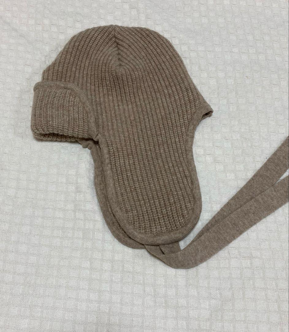 FUMIE TANAKA ear cover knit cap ベージュ ニット 帽 耳 付き