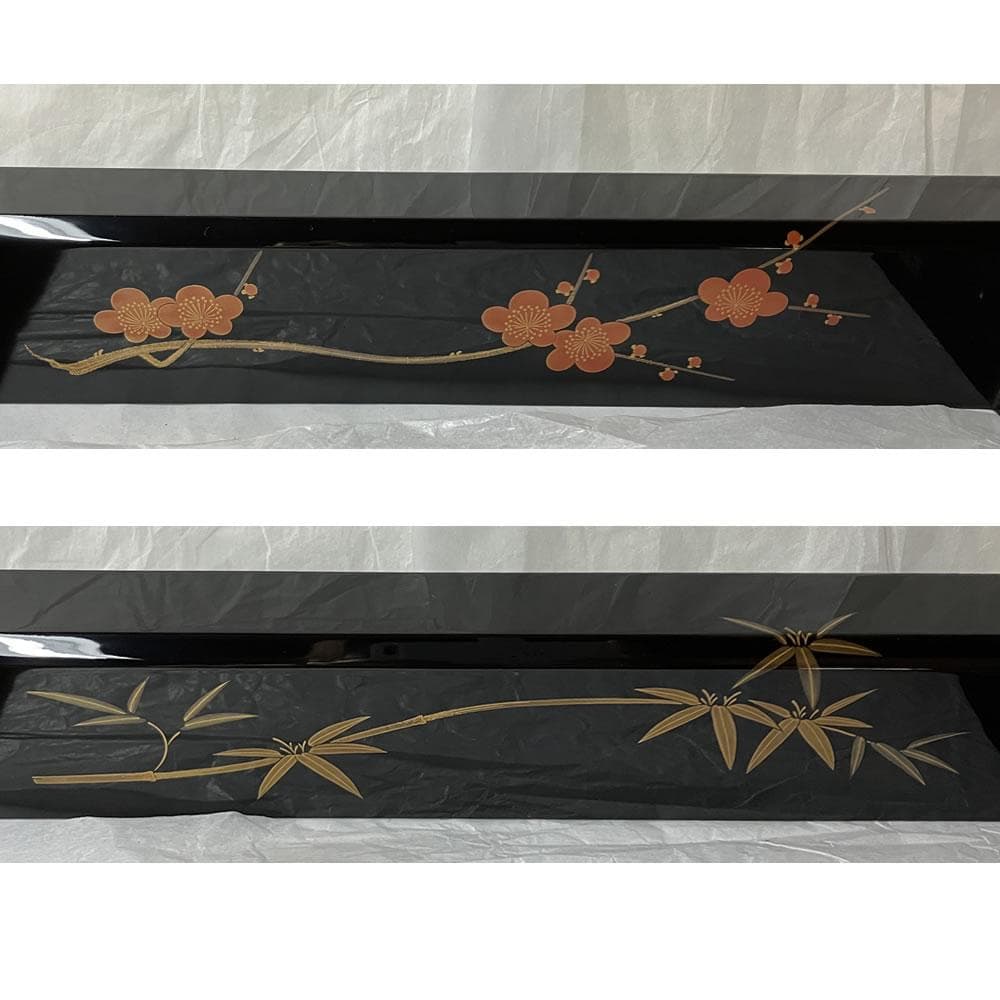 e3138 輪島塗 炉縁 四君子蒔絵 共箱 茶道具