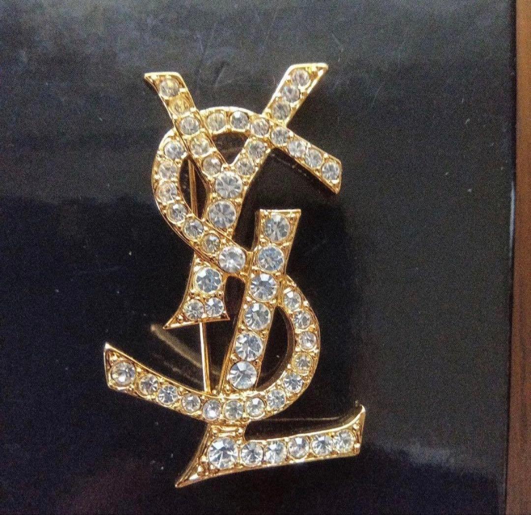 極美品✨イヴサンローラン YSL ブローチ ラインストーン カサンドラ