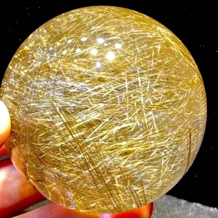 超絶綺麗✨62mm ゴールドルチルクォーツ丸玉スフィア金針水晶