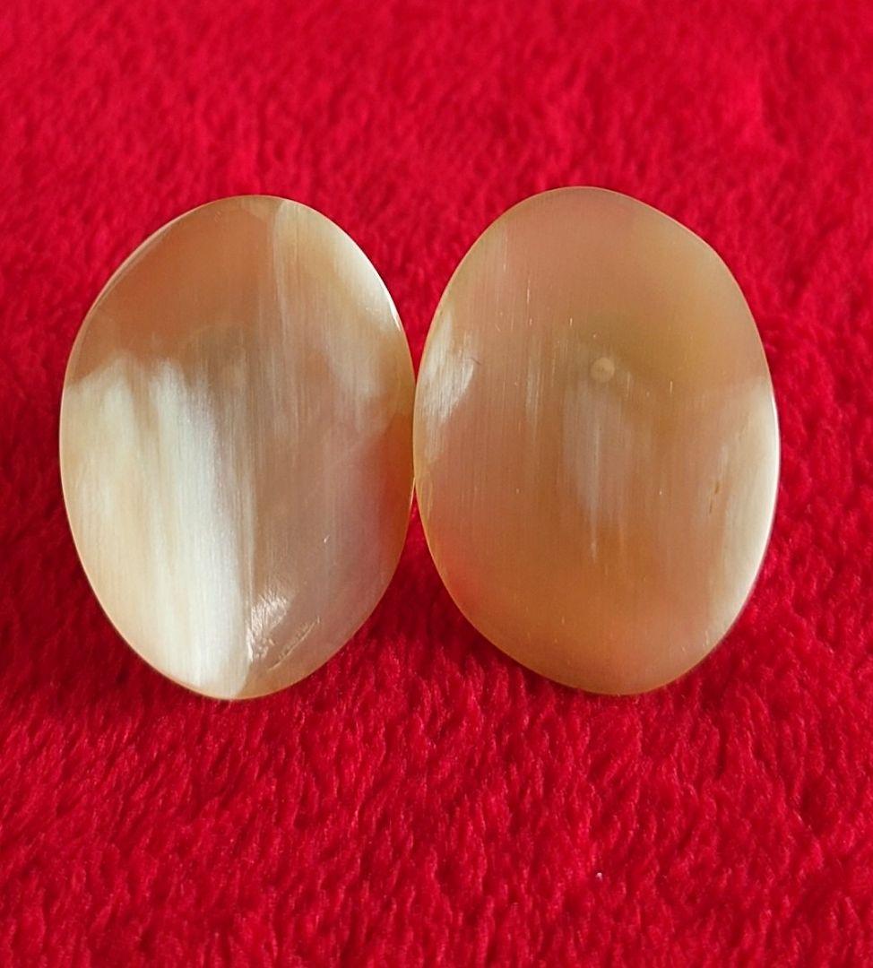 ブローチ イヤリング 水牛 彫刻 花 楕円ツイスト D2＆963 627 697