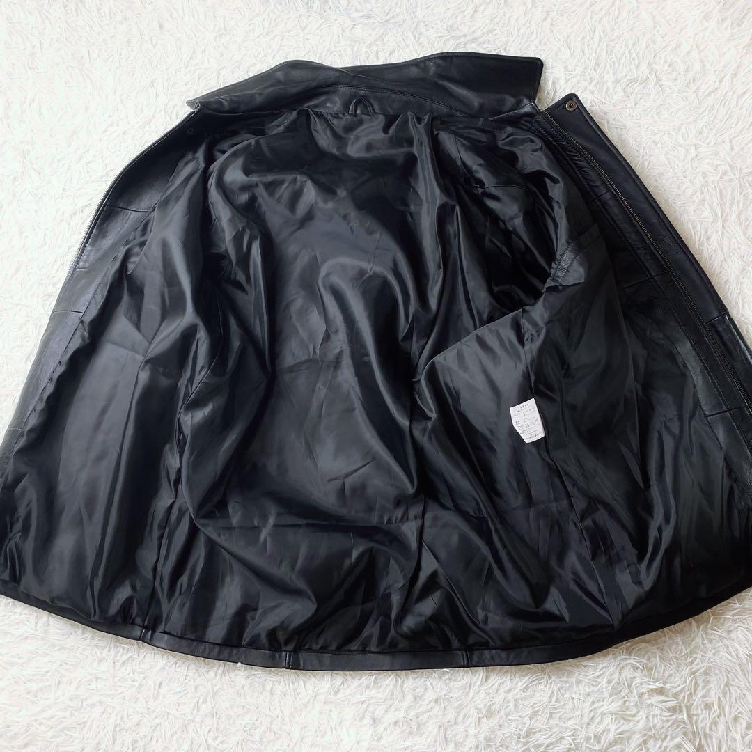 4 VINTAGE ラムレザー ビッグ フィールドジャケット 羊革 黒 L レザー