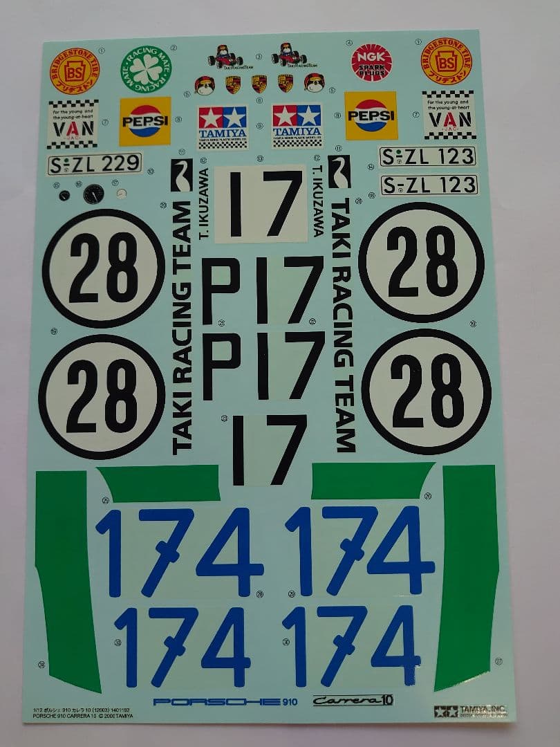 タミヤ1/12ポルシェ910カレラ10、スタジオ27 WickyLM68デカール