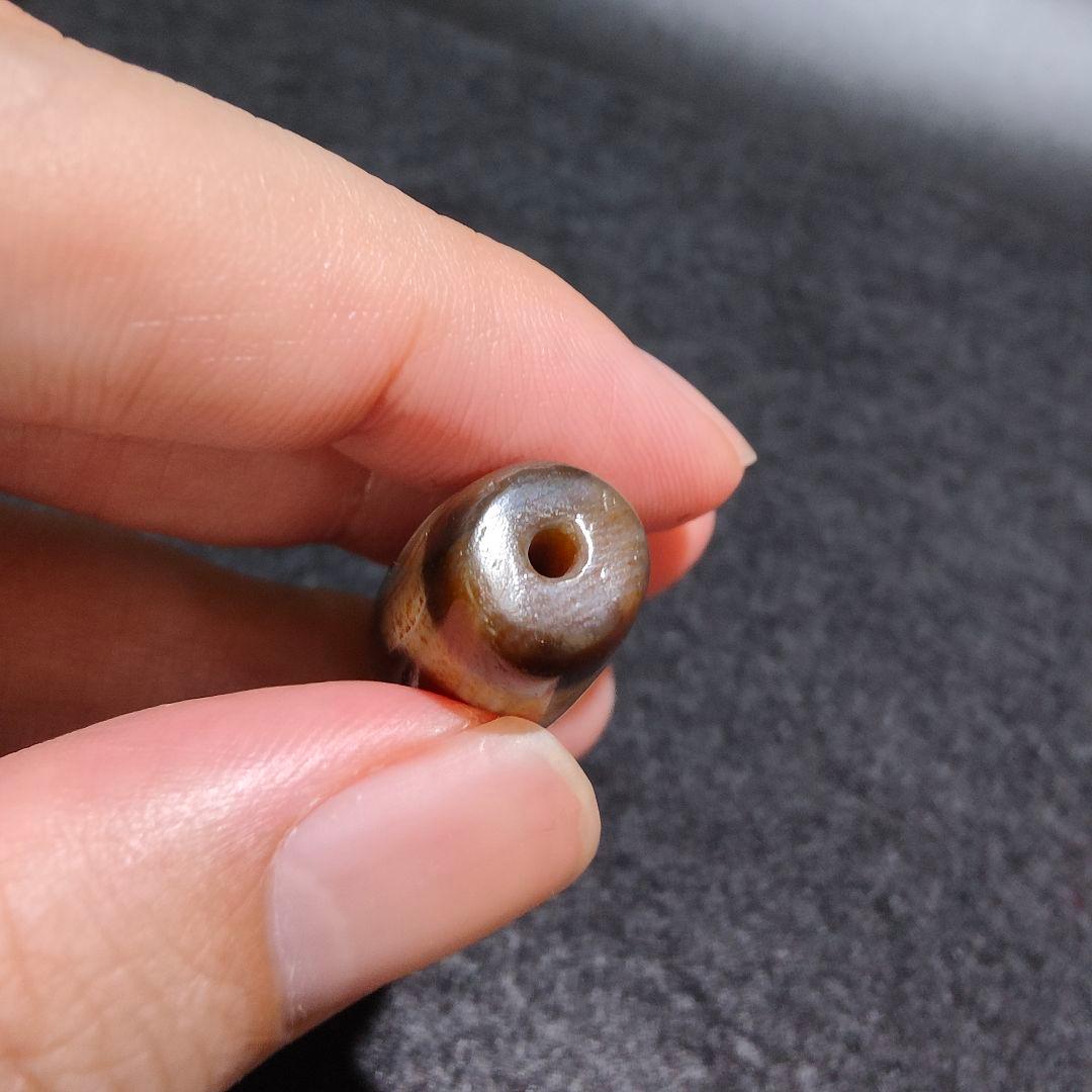 A27 朱砂老礦三眼天珠 天然石 鉱物 風水 開運 御守り 天珠